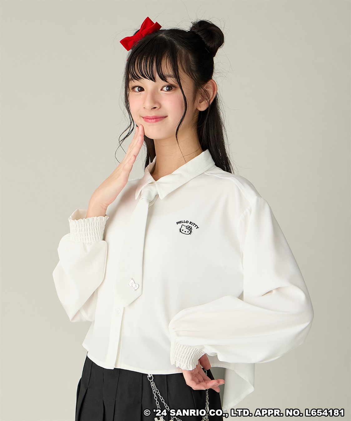 Life Style by cross marche 【BISKEE&#215;HELLO KITTYコラボ】ハローキティネクタイショート丈シャツ_variation_1