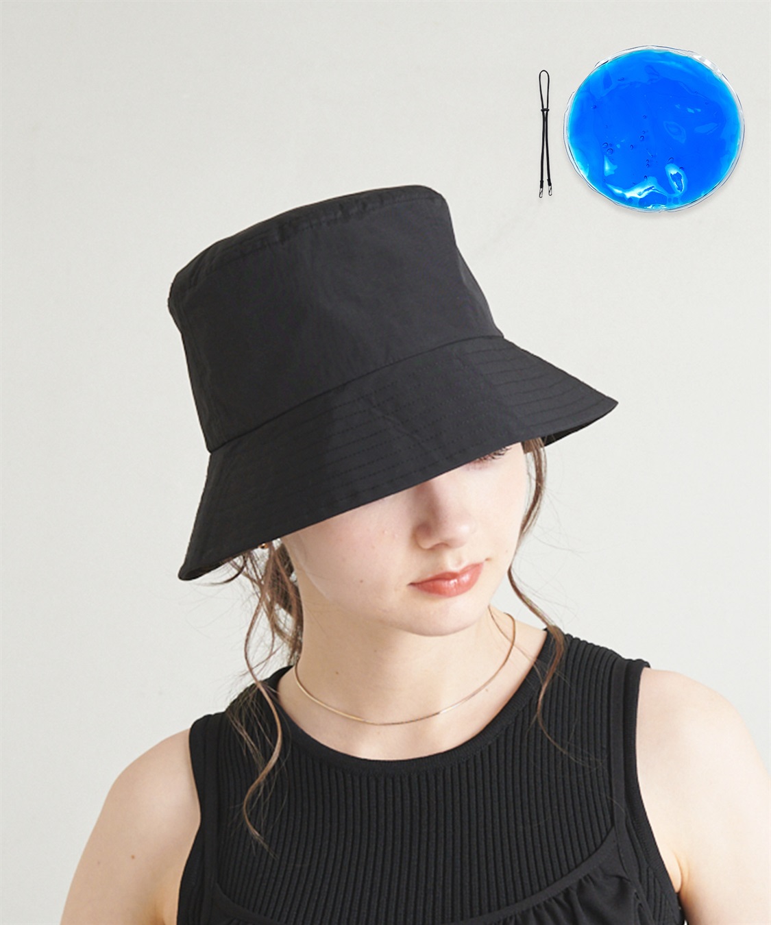 HATMIKKE 【HATMIKKE】ひんやりジェル付き UVダウンブリムハット_main