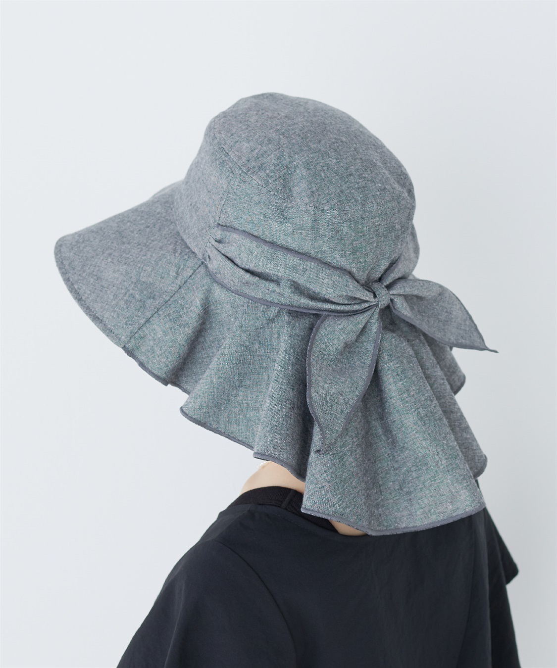 HATMIKKE UVカット日傘帽子 バックリボンタレ付きハット_main