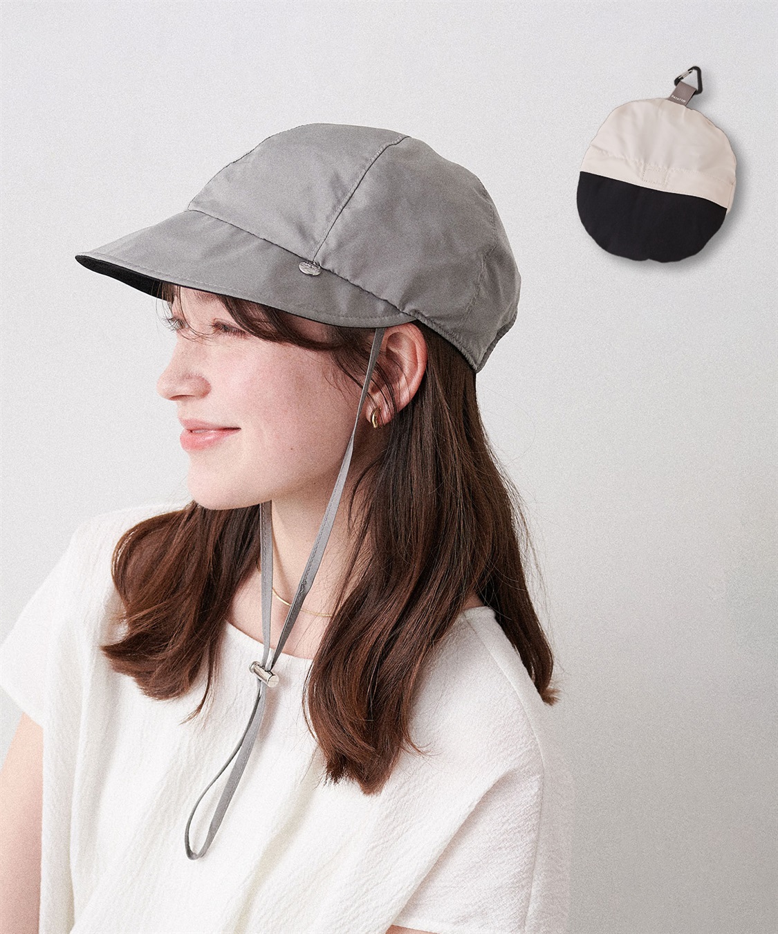 HATMIKKE 《パッカブル/撥水/UV/あご紐付き》パッカブルワイドツバキャップ【HATMIKKE】_main