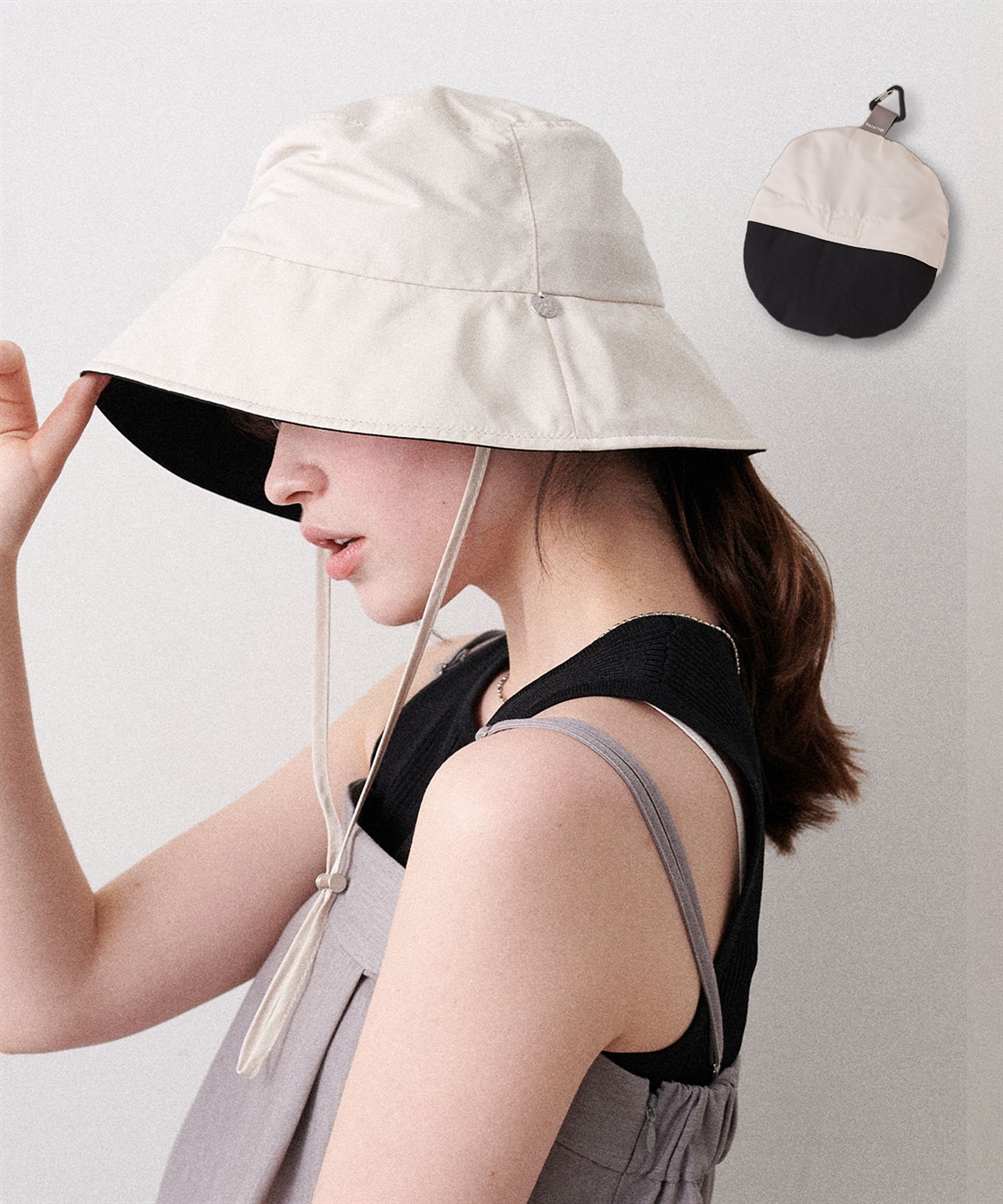 パッカブル/撥水/UV/あご紐付き》パッカブルツバ広ハット【HATMIKKE