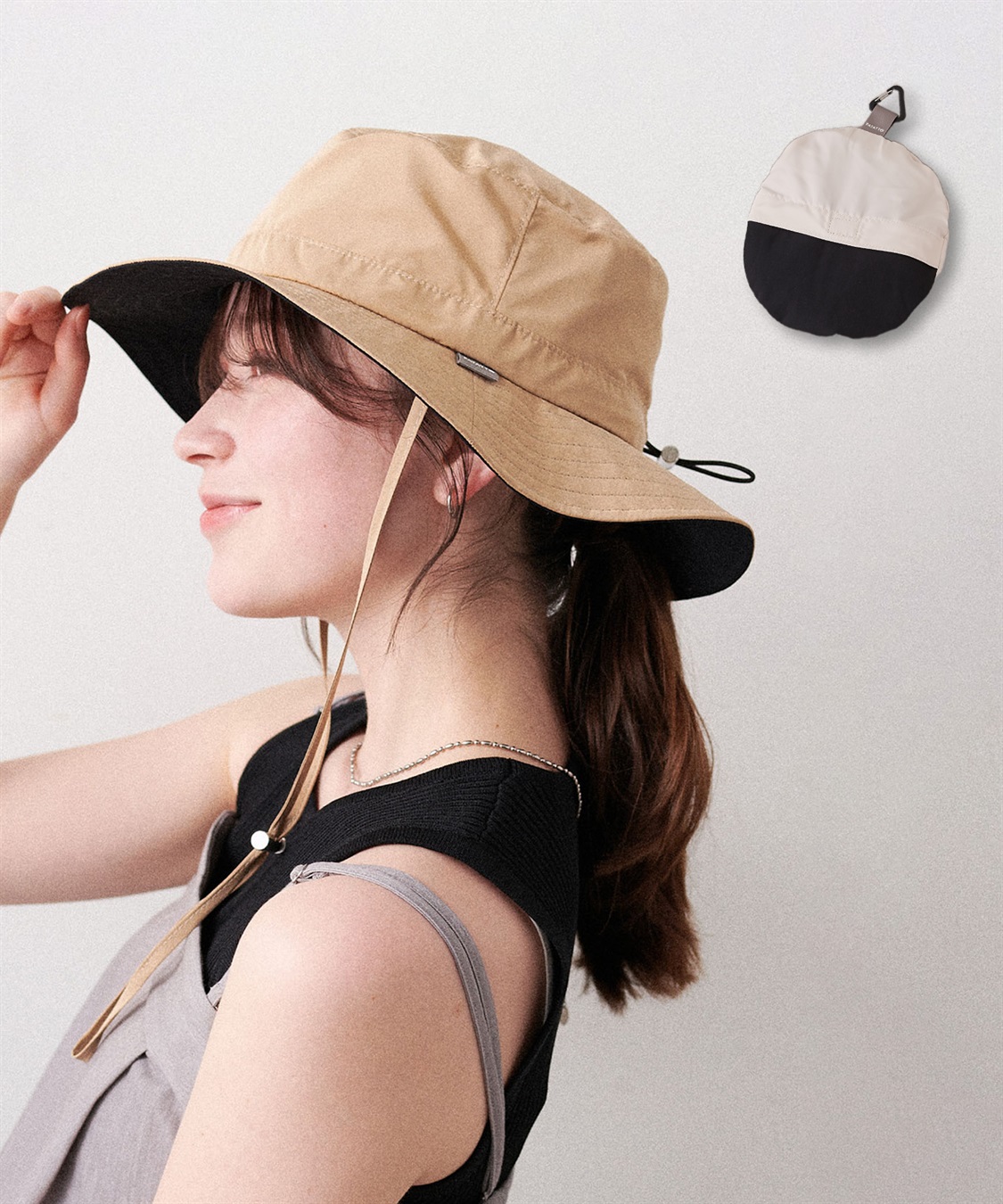 HATMIKKE 《パッカブル/撥水/UV/あご紐付き》パッカブルサファリハット_main