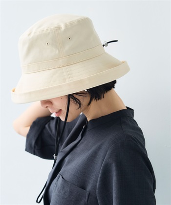 《UPF50+》エブ楽 綿麻エッジアップクロッシェハット(キナリ-57.5cm)