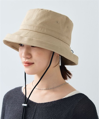 《UPF50+》エブ楽 綿麻エッジアップクロッシェハット(ベージュ-57.5cm)