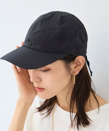 《UPF50+》エブ楽 ドロストタフタキャップ(ブラック-57.5cm)