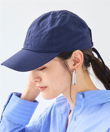 《UPF50+》エブ楽 ドロストタフタキャップ(ネイビー-57.5cm)