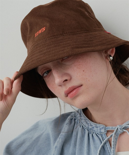 EDWIN / エドウィン】ロゴ刺繍ツイルバケットハット【HATMIKKE