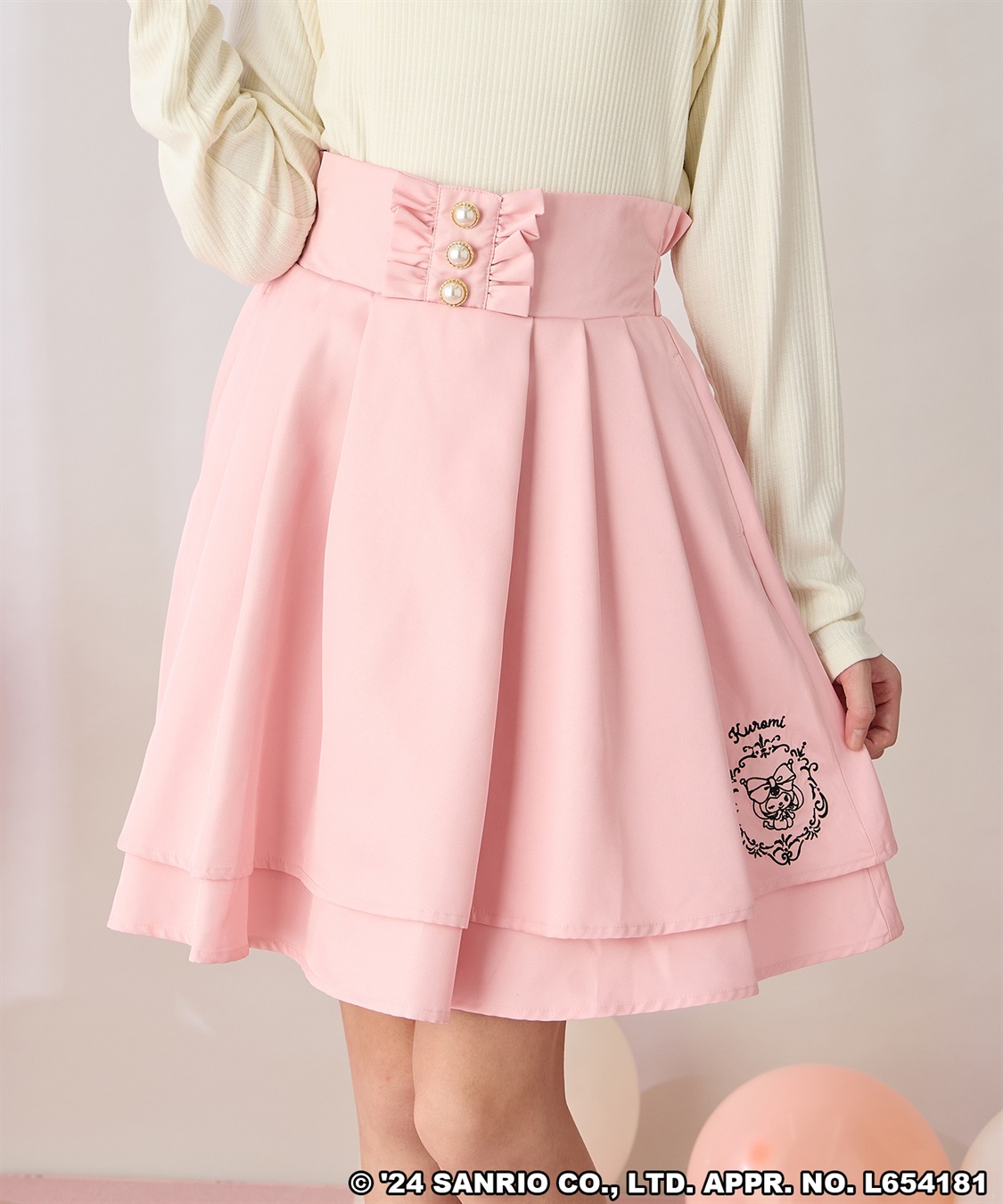 Amoriregirl×kuromiコラボ】クロミ刺繍2段フレアスカート chara