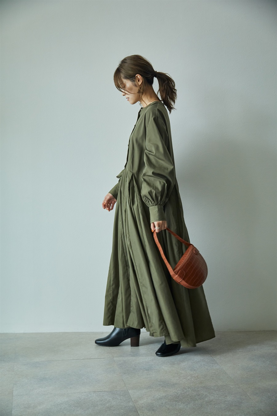 yun_wearコラボ】ボリュームスリーブサーキュラーフレアロング丈 