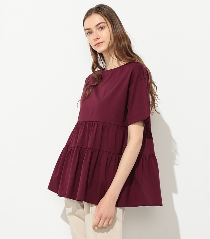 LE SOUK HOLIDAY ボートネックティアード半袖プルオーバー_main