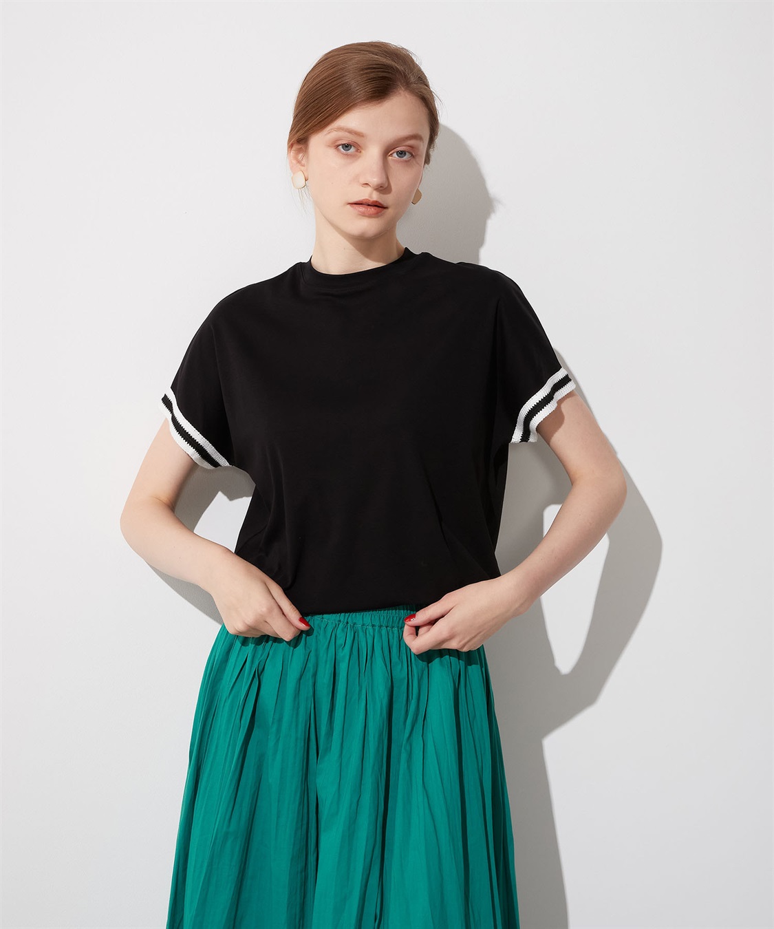 LE SOUK HOLIDAY 袖レースモックネックTシャツ_main