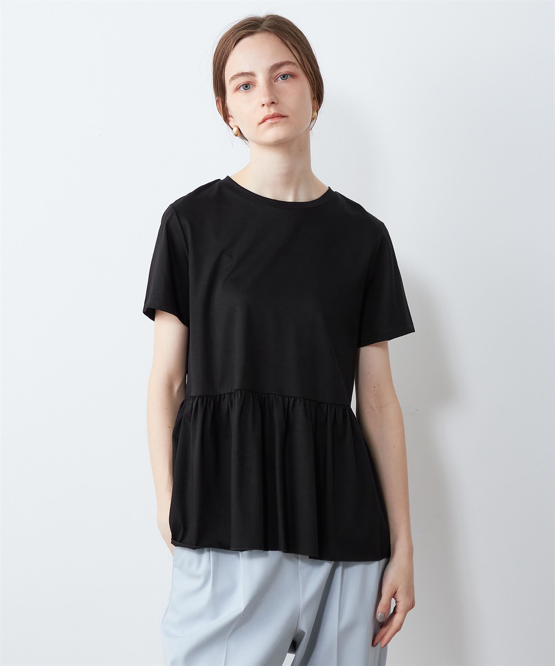 ペプラムカットソー　ブラック ペプラムプルオーバー LE SOUK HOLIDAY｜クロスプラス公式通販サイト