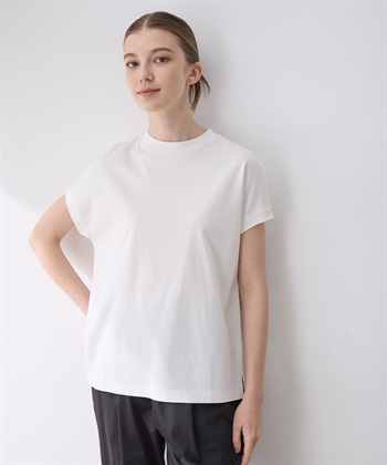 【接触冷感】モックネックTシャツ(オフホワイト-M)
