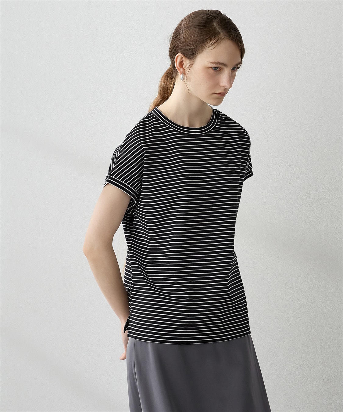 LE SOUK HOLIDAY モックネックボーダーTシャツ_main