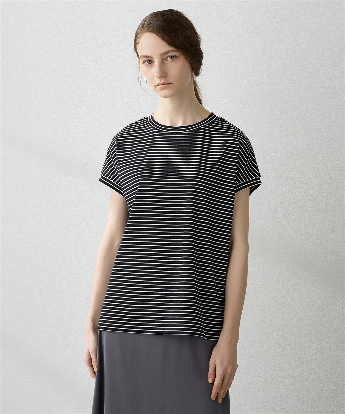 LE SOUK HOLIDAY モックネックボーダーTシャツ_variation_1