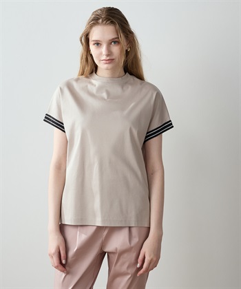 LE SOUK HOLIDAY 【接触冷感】袖テープモックネックTシャツ_variationthumb_2