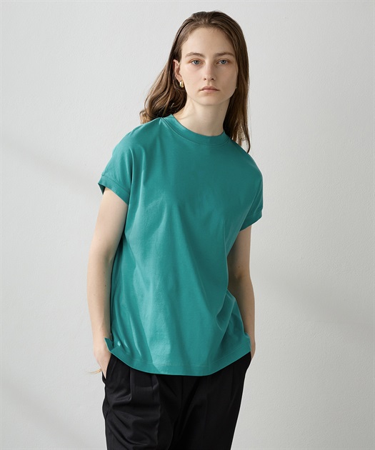 tシャツ 「接触冷感」プレーティングジャージー モックネック カットソー レディース tシャツ 「接触冷感」プレーティングジャージー モックネック