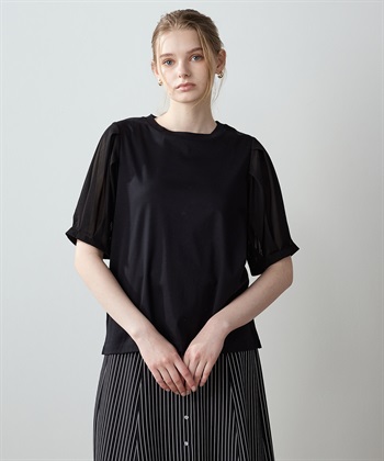 LE SOUK HOLIDAY 【接触冷感】チュールスリーブタックプルオーバー_variationthumb_1