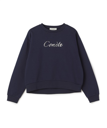 箔ロゴプリント プルオーバー(ネイビー-Ｍ)