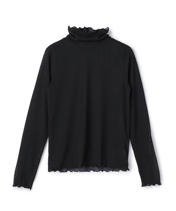 チュールハイネックプルオーバー(ブラック-M)