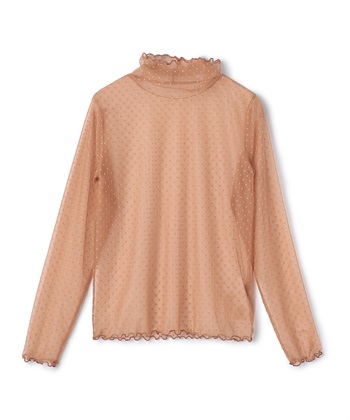 チュールハイネックプルオーバー(オレンジ-M)