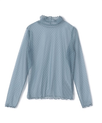 チュールハイネックプルオーバー(サックス-M)