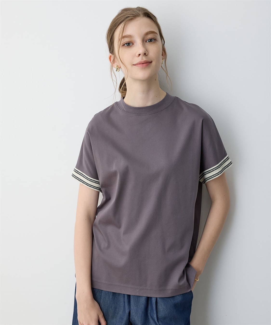 LE SOUK HOLIDAY ラインモックネックTシャツ【接触冷感】_variation_2