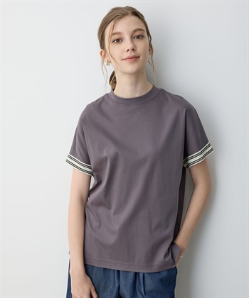 LE SOUK HOLIDAY ラインモックネックTシャツ【接触冷感】_variationthumb_2