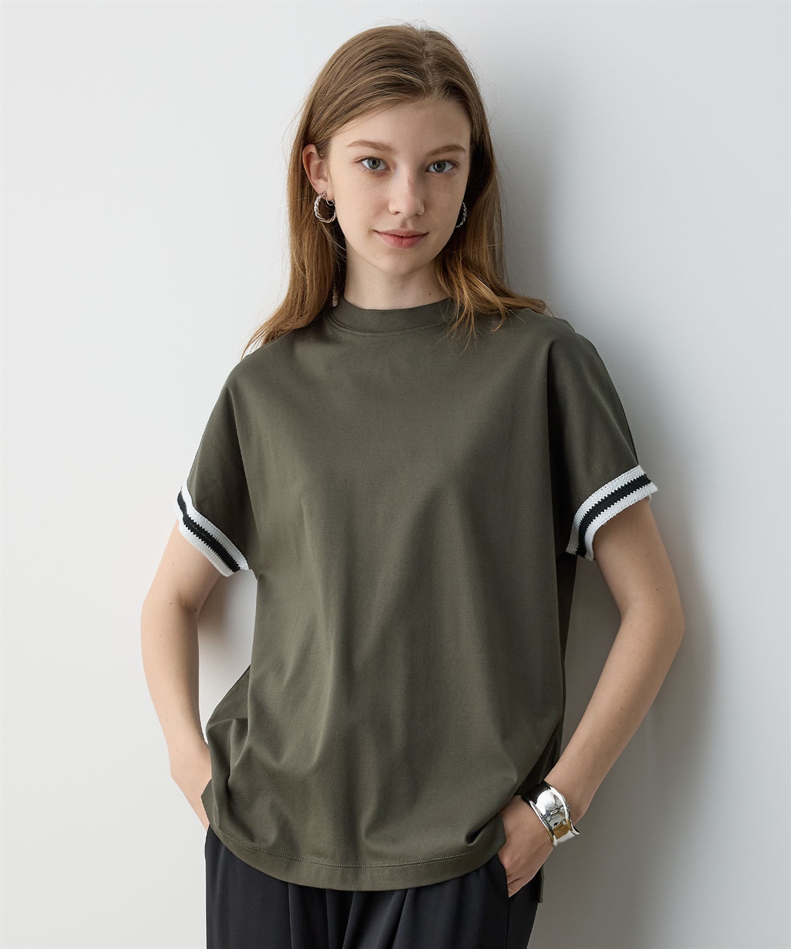 LE SOUK HOLIDAY ラインモックネックTシャツ【接触冷感】_variation_4