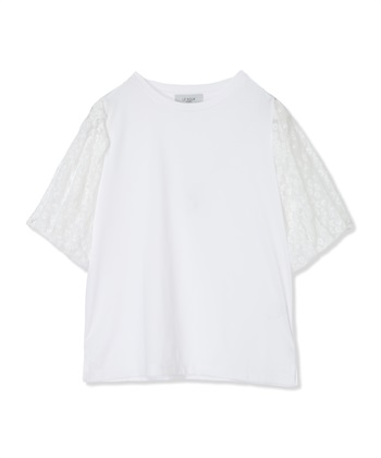 花柄チュールプルオーバー【接触冷感】(オフホワイト-M)