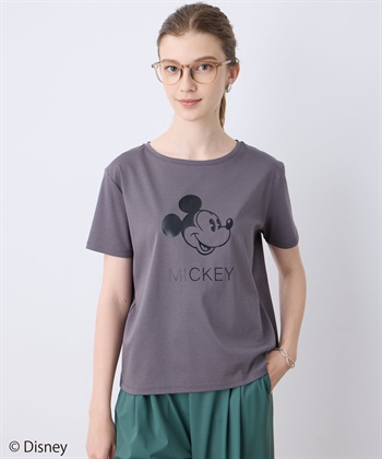 Mickey Mouse／ロゴTシャツ(チャコールグレー-M)
