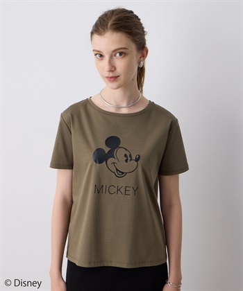 Mickey Mouse／ロゴTシャツ(カーキ-M)