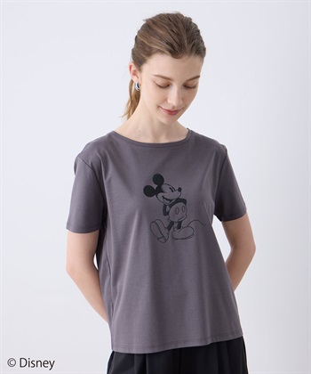Mickey Mouse／モチーフTシャツ(チャコールグレー-M)