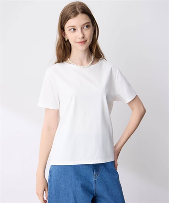 【接触冷感】スムースロゴTシャツ(オフホワイト-M)