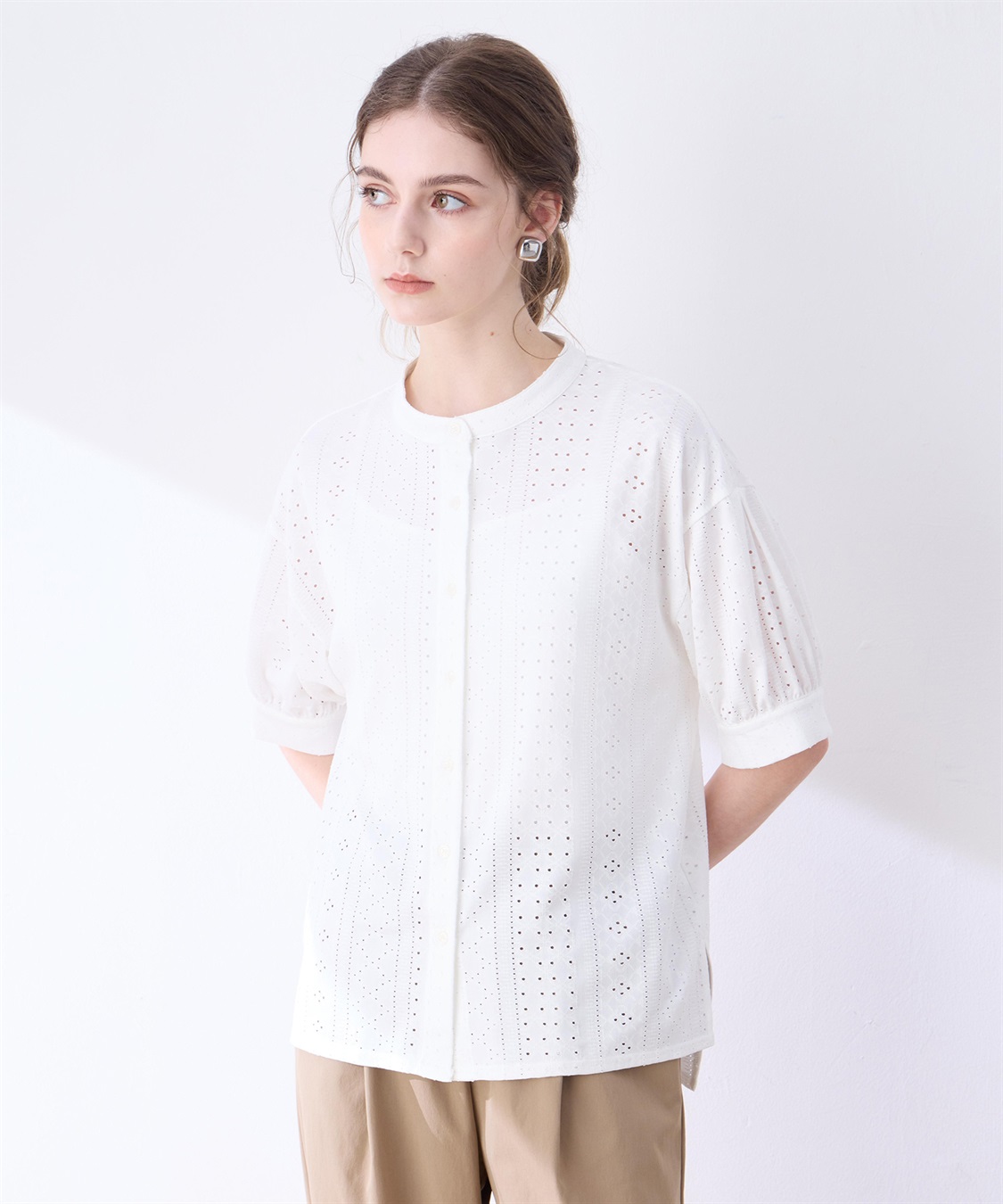 LE SOUK HOLIDAY カットワークレースバンドカラーブラウス_variation_2