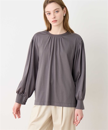 ボリュームスリーブプルオーバー(チャコールグレー-M)