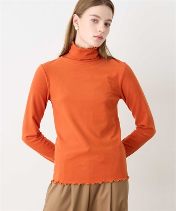メローハイネックプルオーバー（差し色）(オレンジ-M)