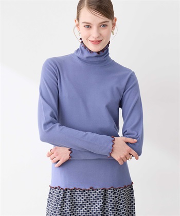 メローハイネックプルオーバー（差し色）(サックス-M)