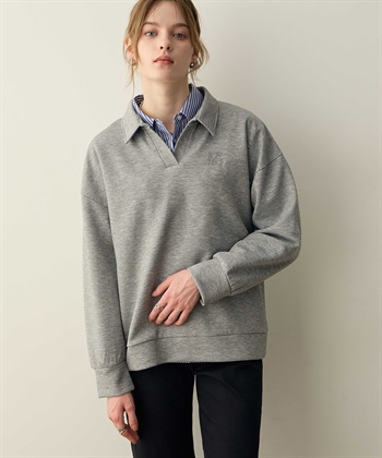 ダンボールスキッパーネックプルオーバー(チャコールグレー-M)