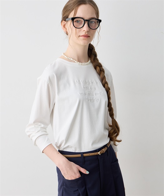 刺しゅうロングＴシャツ【接触冷感】