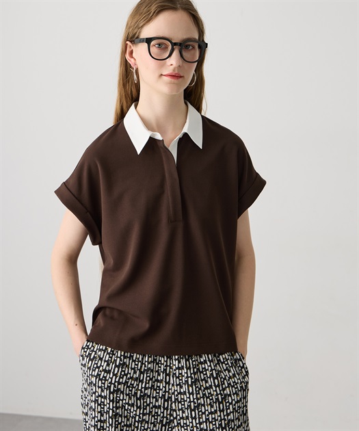 《WEB限定》配色衿カットジャガードプルオーバー