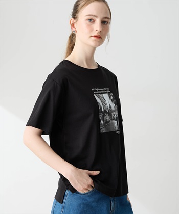 フォトプリントTシャツ【接触冷感・吸水速乾】(ブラック-M)