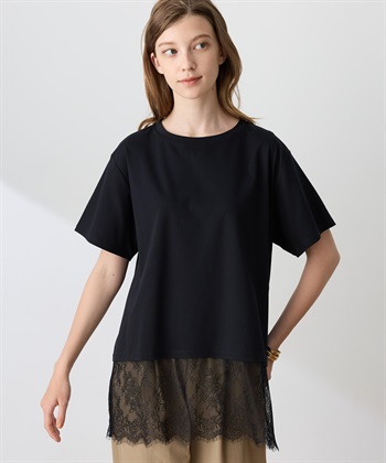 LE SOUK HOLIDAY 裾レースドッキングTシャツ【接触冷感】_variationthumb_1