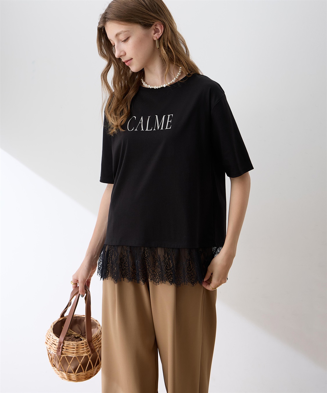 LE SOUK HOLIDAY レースドッキングプリントTシャツ【接触冷感・吸水速乾】_main