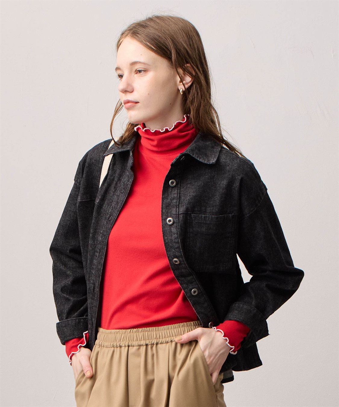 LE SOUK HOLIDAY メローハイネック起毛ロングTシャツ【吸湿発熱・アクセントカラー】_variation_1