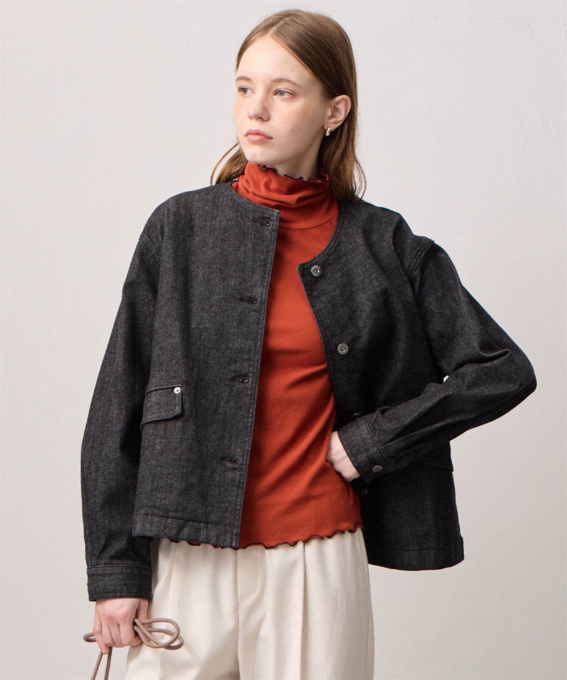 LE SOUK HOLIDAY メローハイネック起毛ロングTシャツ【吸湿発熱・アクセントカラー】_variation_2