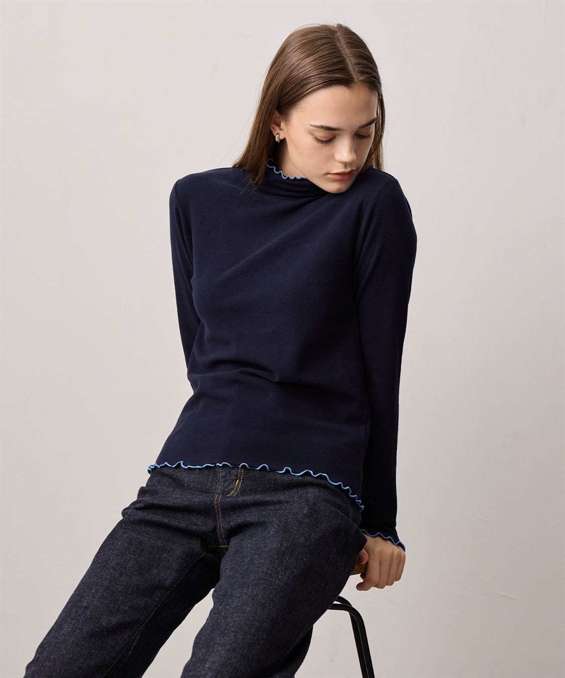 LE SOUK HOLIDAY メローハイネック起毛ロングTシャツ【吸湿発熱・アクセントカラー】_variation_7