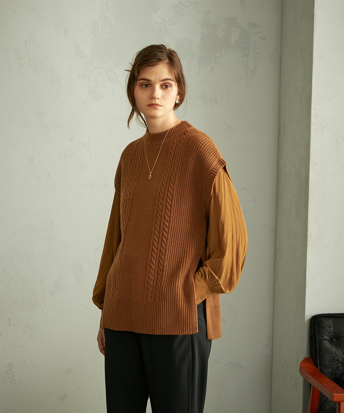 LE SOUK HOLIDAY ケーブルニットベスト_main