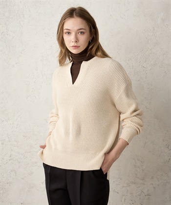 reddish brown スキッパーニット プルオーバー FREAK'S STORE ニット セーター 限定展開 ポロ襟 スキッパー