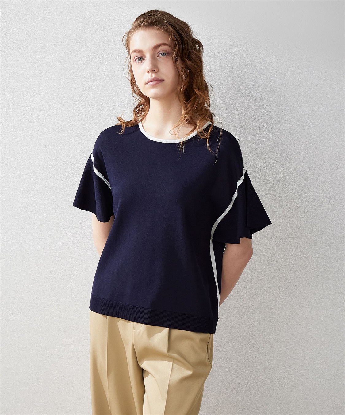 LE SOUK HOLIDAY フリルスリーブニットプルオーバー_main